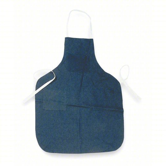Bib Apron, Blue, 36 In. L, 28 In. W, Denim Bib Apron, Blue, 36 In. L, 28 In. W, Denim