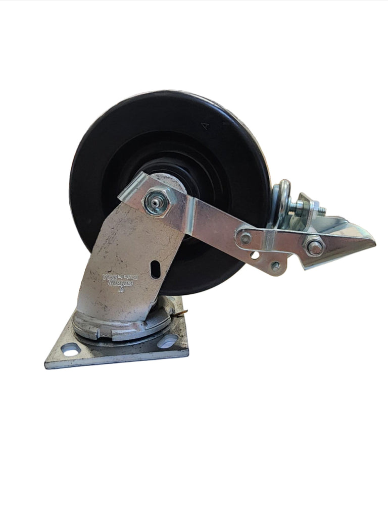 CASTER, SWIVEL PLATE, WHEEL SIZE 6INX2IN, WHEEL MATERIAL PHENOLIC, ROLLER BEARING, TECH LOCK BRAKE CASTER, SWIVEL PLATE, WHEEL SIZE 6INX2IN, WHEEL MATERIAL PHENOLIC, ROLLER BEARING, TECH LOCK BRAKE