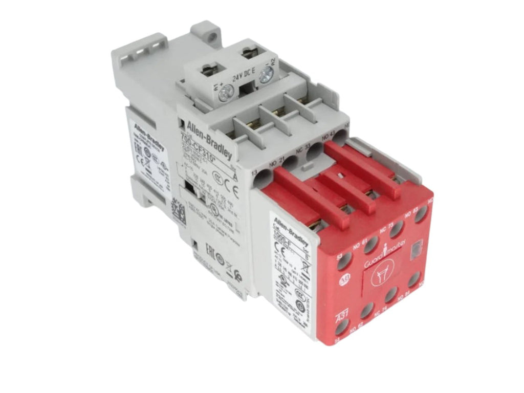 Safety Control Relay, 8 Pole, 3 N.O. / 1 N.C. Base, 3 N.O. / 1 N.C. Auxiliary, 24V 50/60Hz / 24V DC Safety Control Relay, 8 Pole, 3 N.O. / 1 N.C. Base, 3 N.O. / 1 N.C. Auxiliary, 24V 50/60Hz / 24V DC