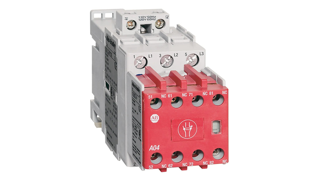 Safety Contactor, 30A, 3 N.O. Line Side Poles, 2 N.O. / 2 N.C. Auxiliary Contacts Safety Contactor, 30A, 3 N.O. Line Side Poles, 2 N.O. / 2 N.C. Auxiliary Contacts
