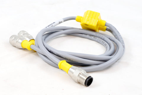 2-Branch Splitter, M12, Straight Through, Male to (2) Female M12, 0.5M length