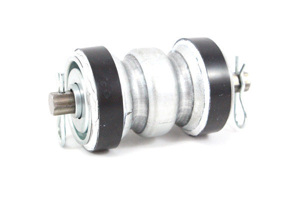3.5IN BF CARRIER ROLLER ASSEMBLY, 2 GROOVES, BLK POLY-COATED (0.125IN THICK), PINNED SHAFT 3.5IN BF CARRIER ROLLER ASSEMBLY, 2 GROOVES, BLK POLY-COATED (0.125IN THICK), PINNED SHAFT