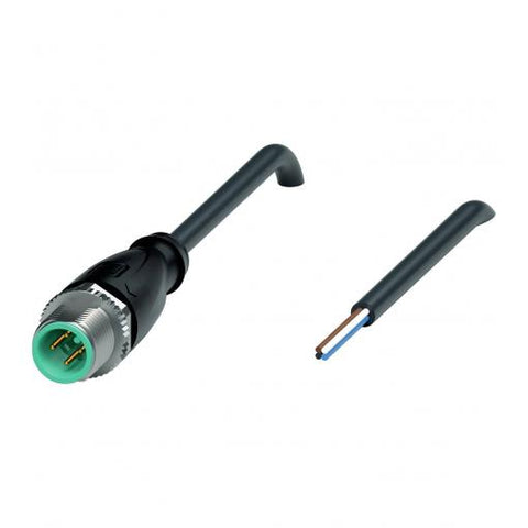 1 Meter Cable; Straight M12 Connector; 4 Wire Cordset (Male); Black