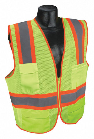 High Visibility Vest, U-Block Lime, ANSI Class 2, Front Pocket, Mesh Polyester