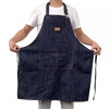 Blue Denim Apron, 27 in Wide x 36 in Long, Two Front Pockets, Includes Neck and Waist Ties, One Size
