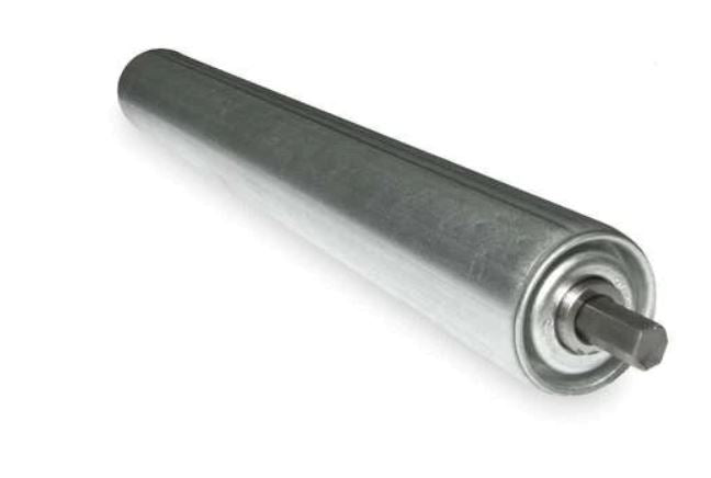 Gravity Roller, Commercial Bearings, 1.38IN DIA, No Grooves STD, 0.313in Hex Shaft