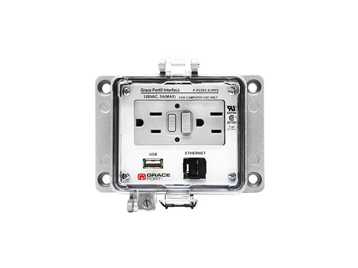 ENCLOSURE, PROGRAMMER PORT, GFCI 120VAC RECEPT, RJ-45, USB A-A F/F