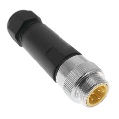 4 Pole, Male Straight, Field Wireable Connector, Nickel Plated Brass, 5-13mm