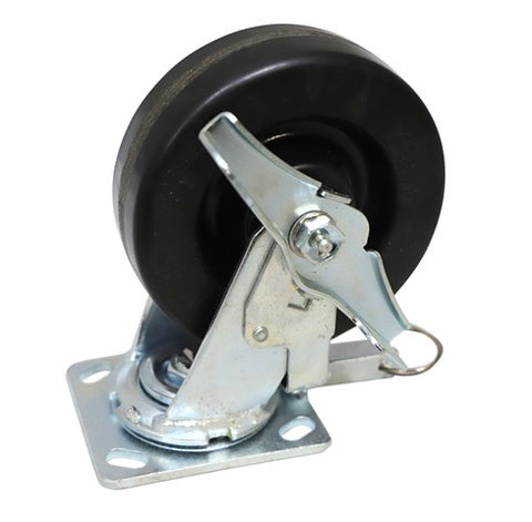 CASTER, SWIVEL, WHEEL 6X2IN PHENOLIC, ROLLER BEARING, TOP LOCK BRAKE, WITH SWIVEL LOCK